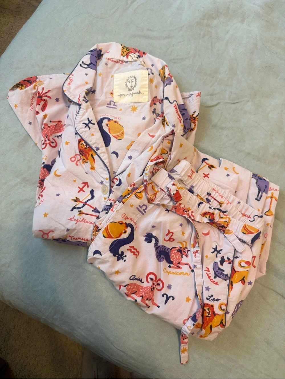 Printfresh Whats Your Sign Zodiac Print Pajama Set - Lavender - Picture 2 of 3
